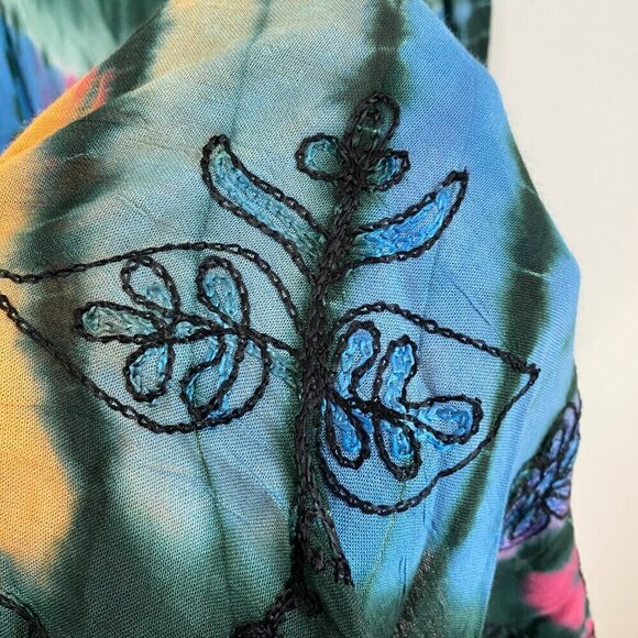 In Gear Loose Brightly Colored Tie Dye Umbrella Swing Dress - Picture 8 of 9